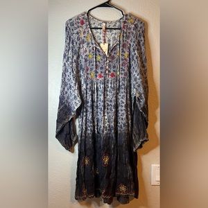 Anthropologie RAGA Boho Bohemian Floral Tunic Dress with Embroidery NWT -S